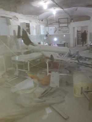 Kafr Zeita Cave Hospital after a regime airstrike, 1 February 2018