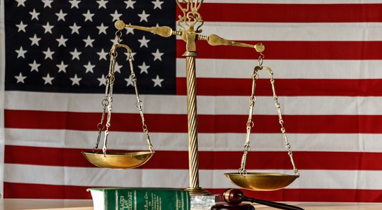 Scales of Justice Law Dictionary Gavel USA Flag