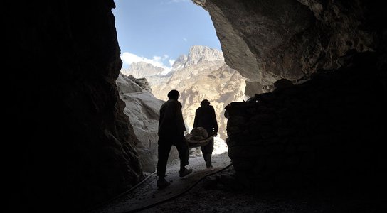 Two men at lapis mine in Afghanistan