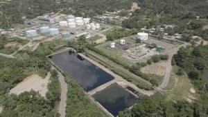 Aerial view of a water treatment plant, Barrancabermeja, Colombia
