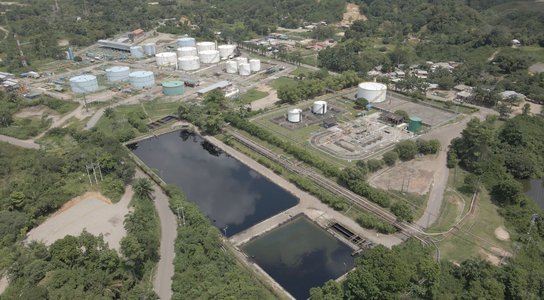 Aerial view of a water treatment plant, Barrancabermeja, Colombia