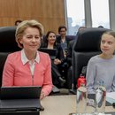 Greta Thunberg and Ursula Von der Leyen at vote on European climate law proposal 4 March 2020