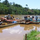 Gold dredging machines on the Ulindi River in Shabunda in 2015